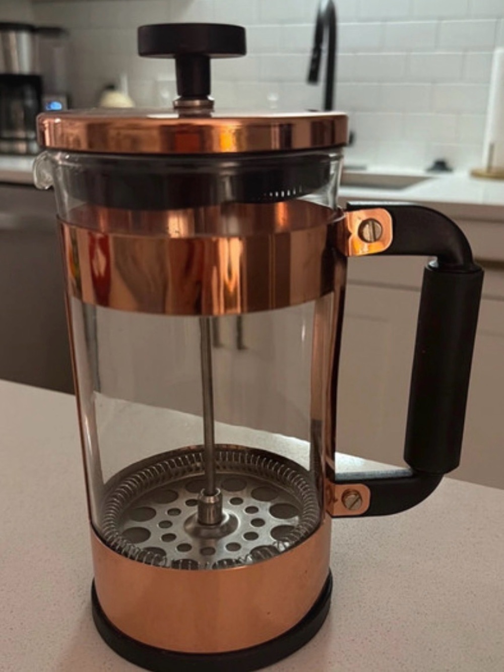 Copper French Press Coffee Maker with Black Handle - Unbranded